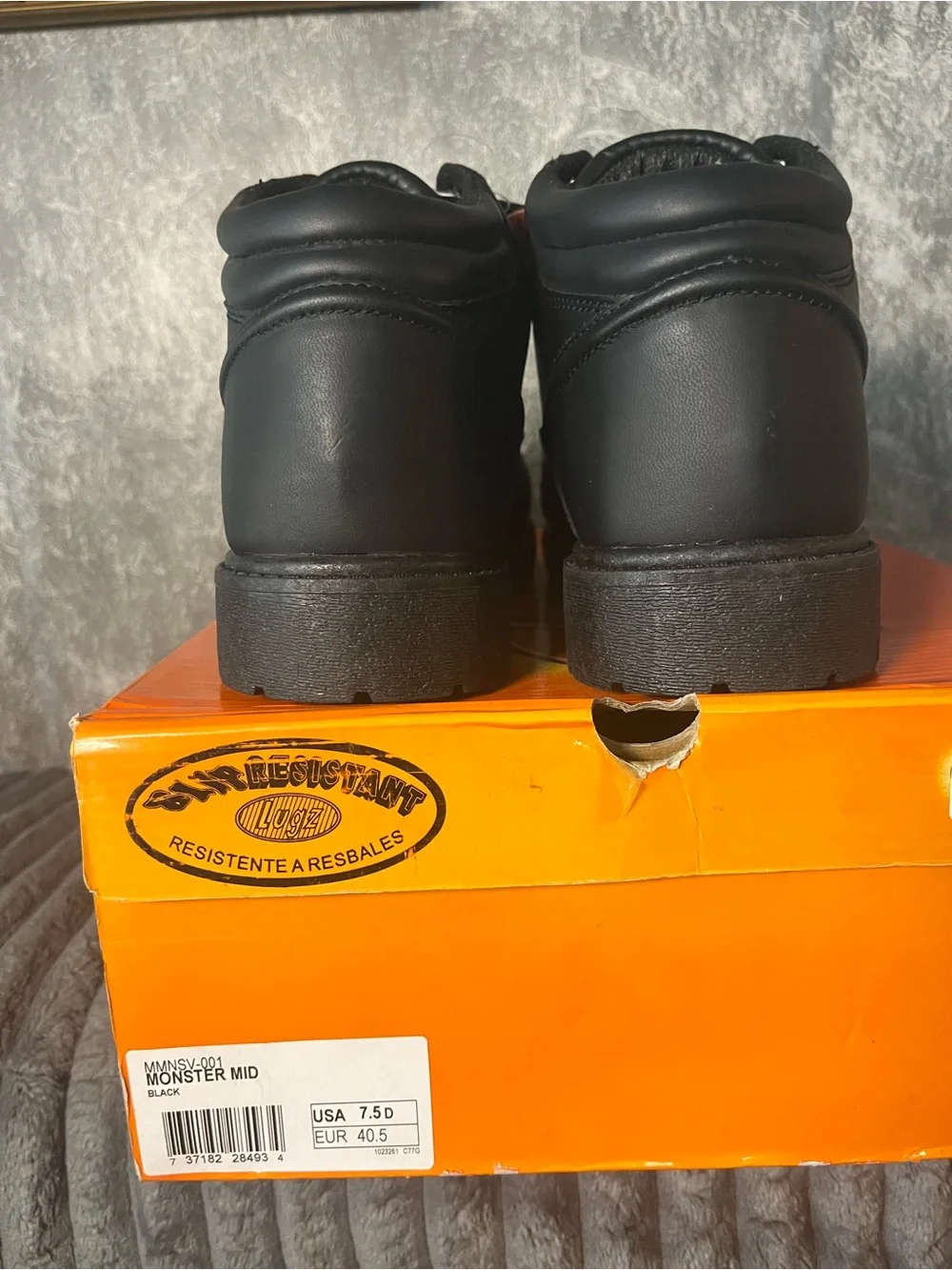 Lugz Black Mid-Top Work Boots Black on Black